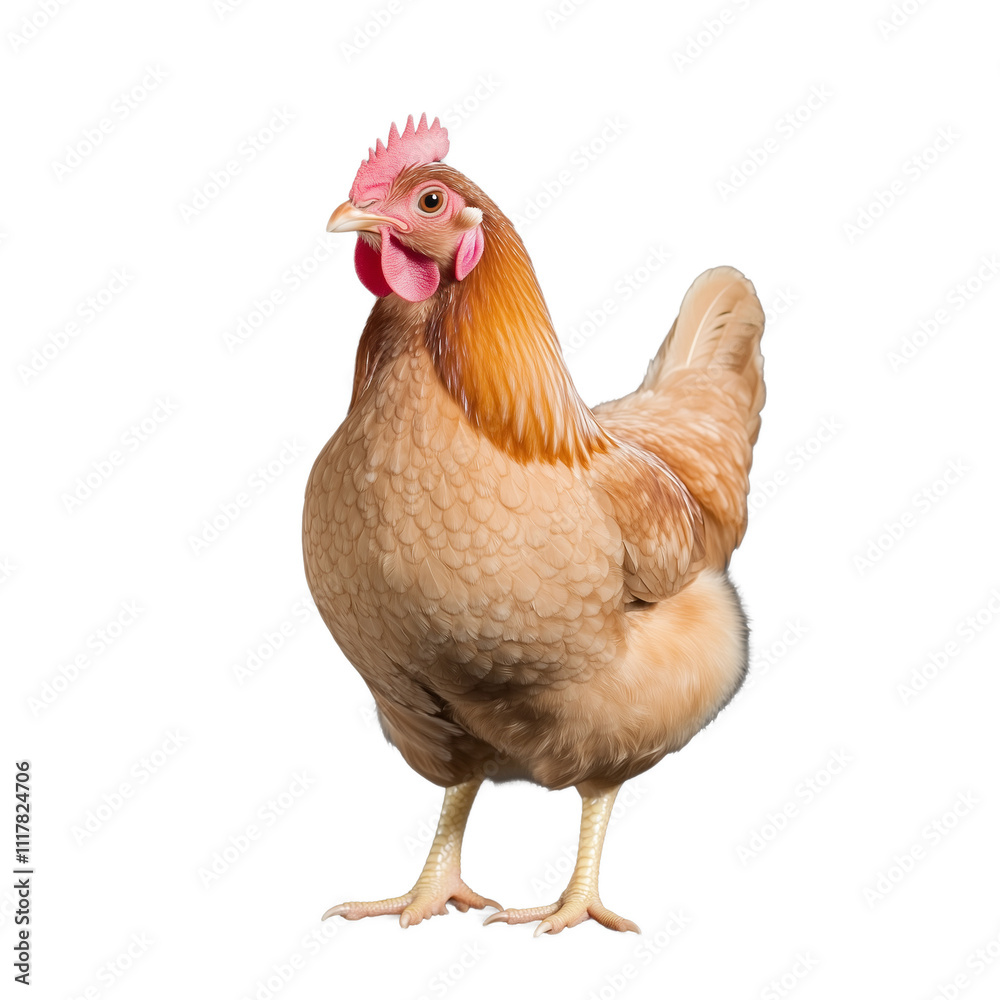 Fototapeta premium Brown Hen Standing Proudly on Transparent Background