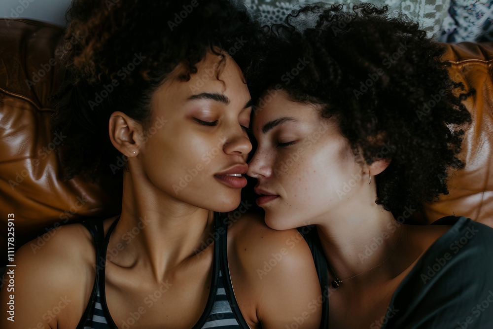 Generative AI Image of Cozy Couple in Love Spending Quality Time Together at Home Generative AI Image of Cozy Couple in Love Spending Quality Time Together at Home