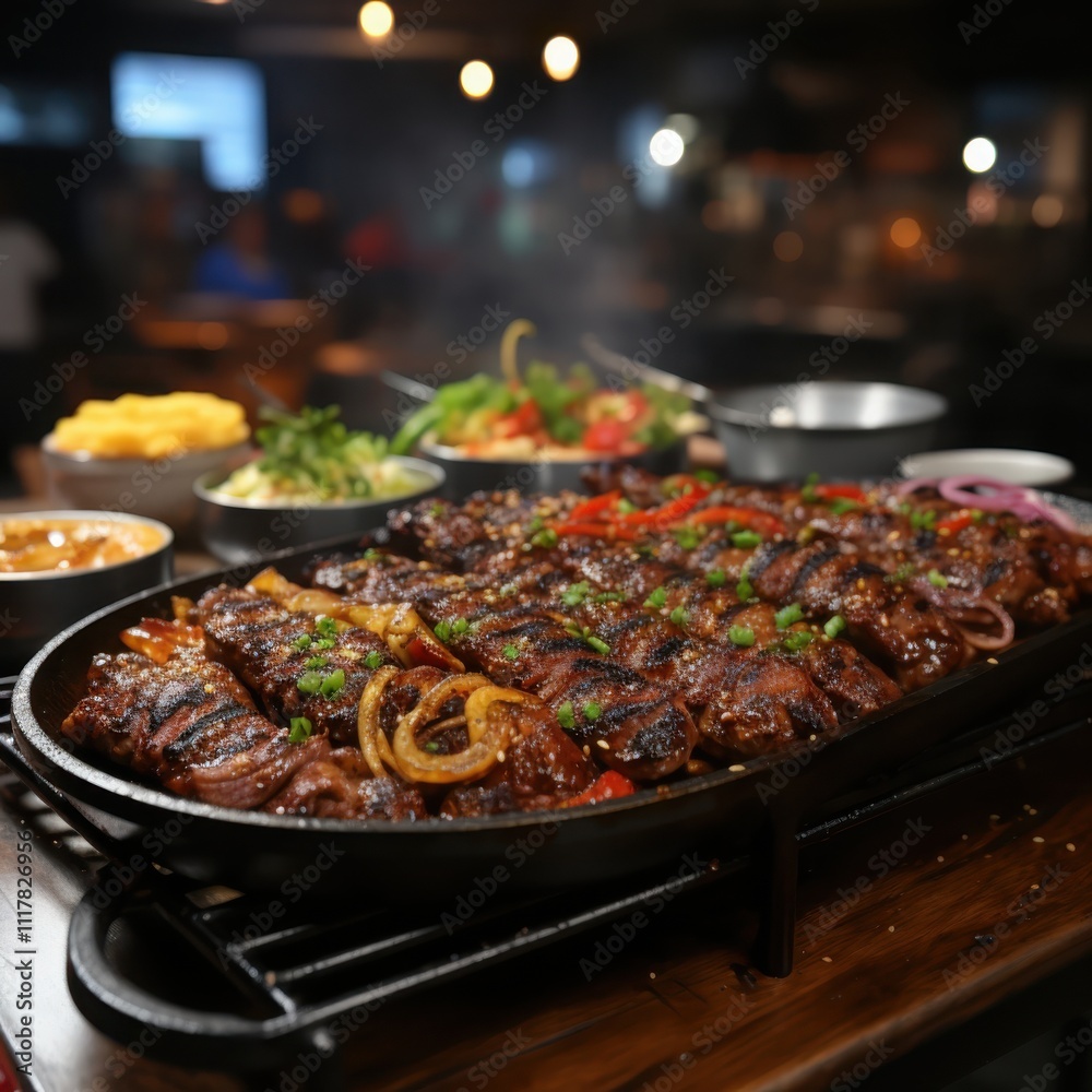 Sizzling galbi grill experience traditional korean restaurant kitchen culinary drama and steam-filled atmosphere
