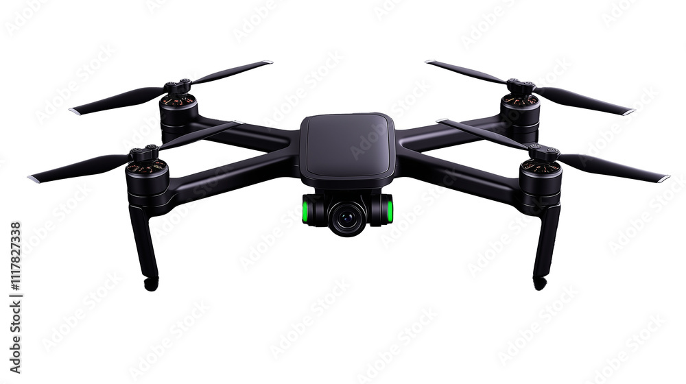 High-Quality Drone with Four Rotors on Transparent Background High-Quality Drone with Four Rotors on Transparent Background