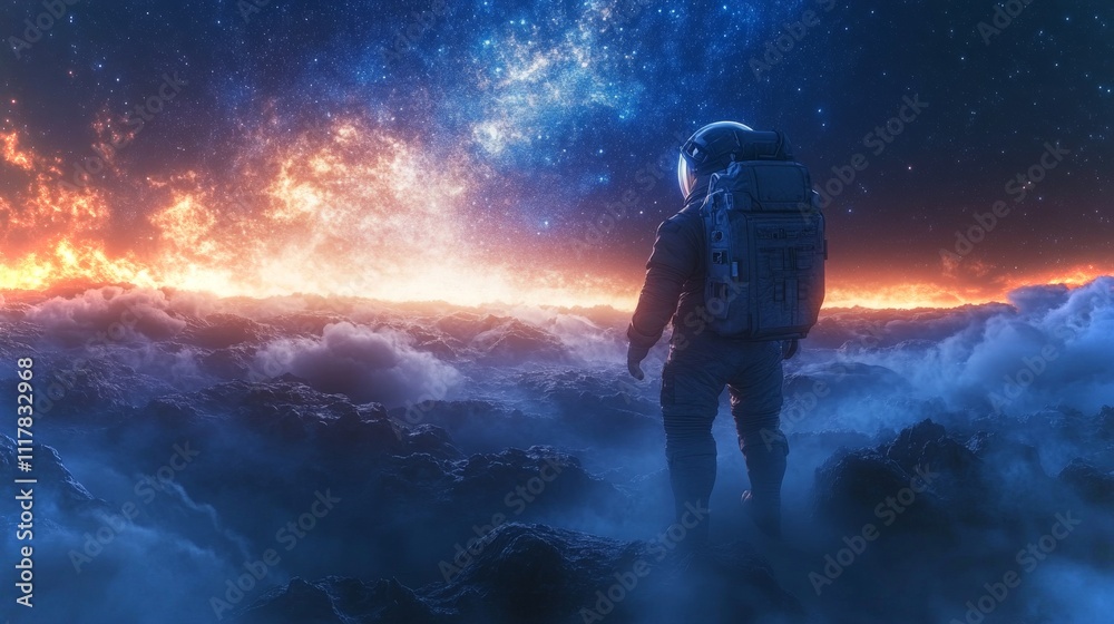 Astronaut explores the vastness of space with stunning cosmic scenery Astronaut explores the vastness of space with stunning cosmic scenery