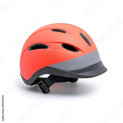 a helmet clipart, sports safety gear, red and gray, isolated on white background photo