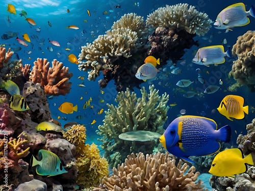 Vibrant Reef Fish And Coral Ecosystem Underwater Scene photo