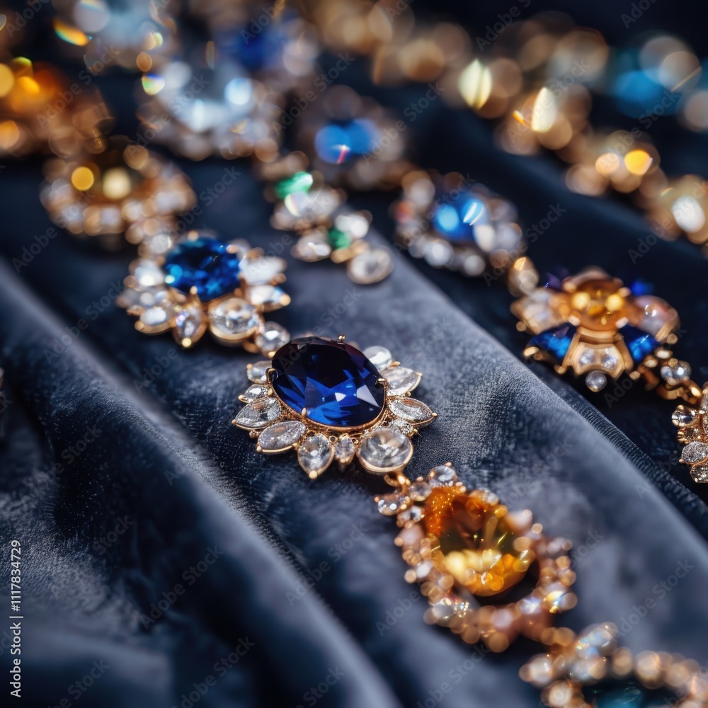 Showcasing unique handmade jewelry elegant display closeup photography dark velvet background intricate designs for sparkling appeal Showcasing unique handmade jewelry elegant display closeup photography dark velvet background intricate designs for sparkling appeal