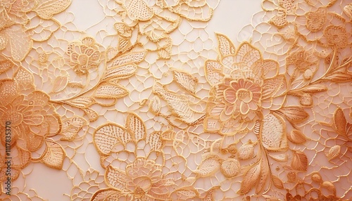 Elegant watercolor lace pattern in soft gold and pastel pink photo