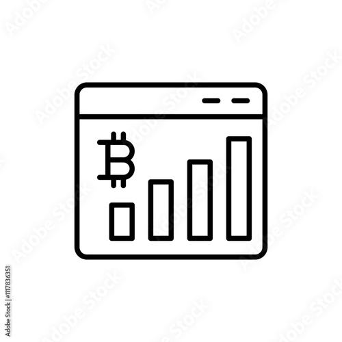 Bitcoin analytics outline icons, minimalist vector illustration ,simple transparent graphic element .Isolated on white background