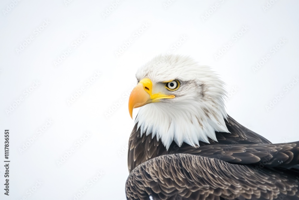 Fototapeta premium A close-up view of a bird of prey's face, with sharp talons and piercing gaze