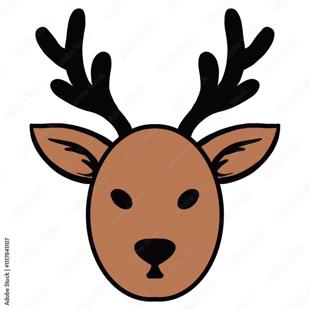 Stylized Deer Illustration with Antlers Stylized Deer Illustration with Antlers
