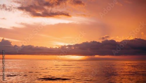 Calm Ocean Under an Orange Sky