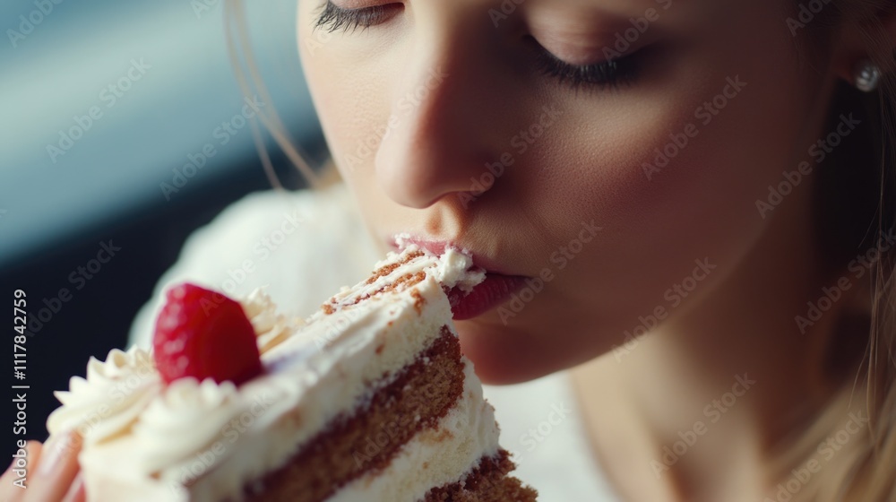 A person enjoying a sweet treat A person enjoying a sweet treat