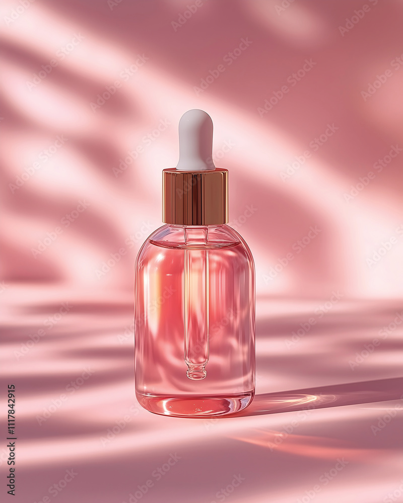Luxurious serum in a pink bottle with applicator Luxurious serum in a pink bottle with applicator
