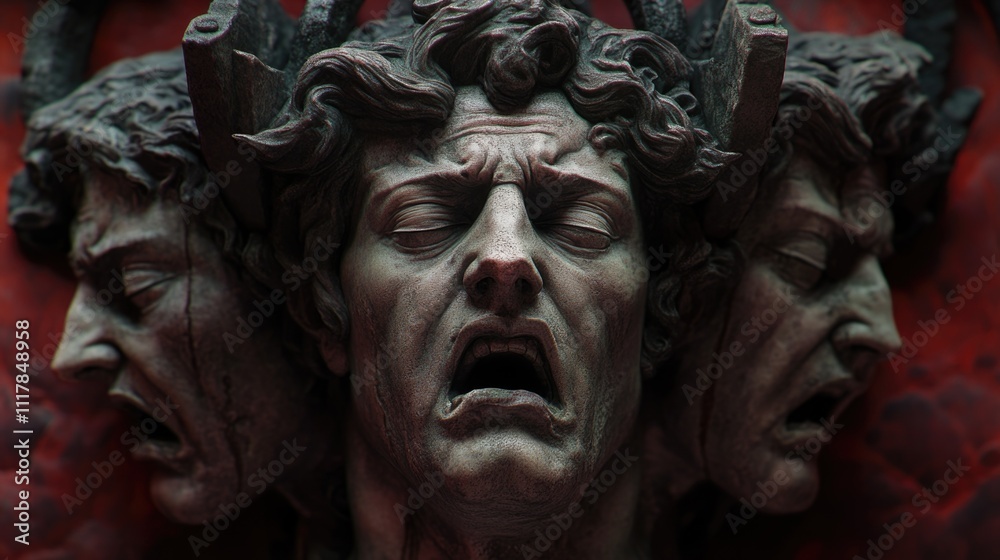 A close-up of a statue depicting a man with his mouth open, often used in art or history-related contexts A close-up of a statue depicting a man with his mouth open, often used in art or history-related contexts