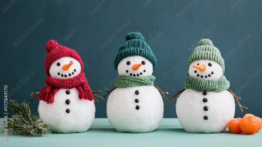 Frosty Allergy Relief - Whimsical Snowmen Personifying Allergy Items in Winter Wonderland Scene Frosty Allergy Relief - Whimsical Snowmen Personifying Allergy Items in Winter Wonderland Scene