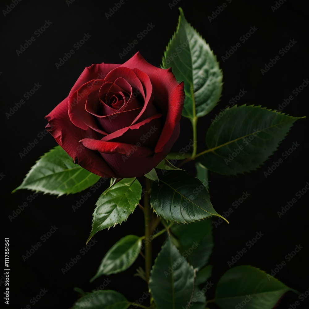 Fototapeta premium red rose on black background