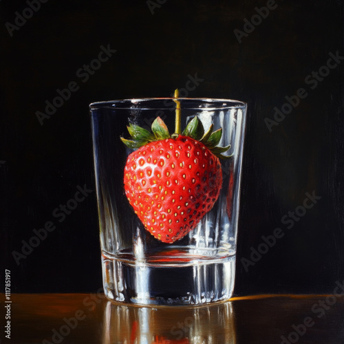 strawberry in glass