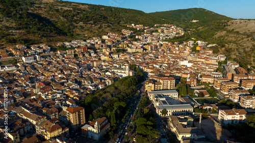 Aerial view of San Marco in Lamis located in Gargano National Park, in Puglia, Italy. It is a small town in the province of Foggia. photo