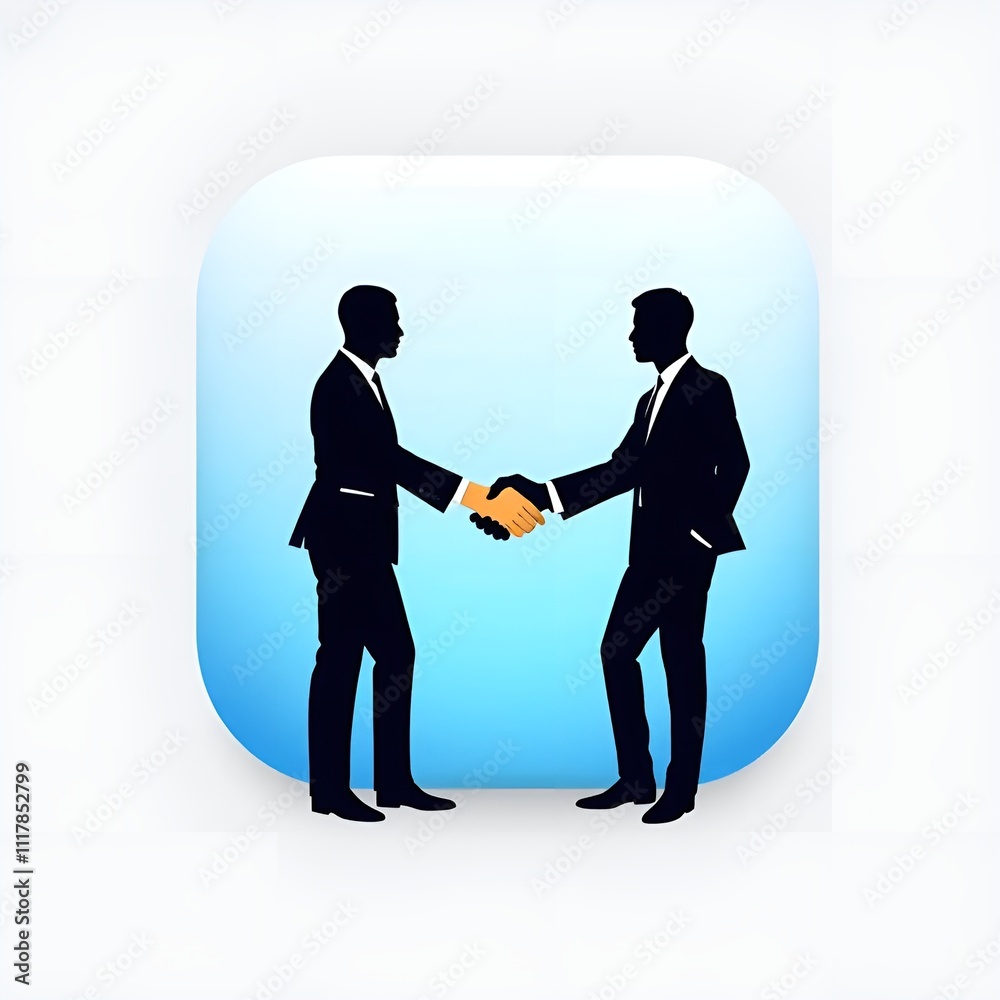 Fototapeta premium Stylized handshake icon representing partnership and collaboration in a professional setting 