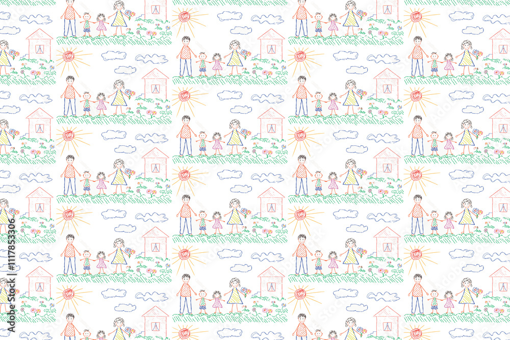 Seamless pattern. Background. Children's drawing. illustration. Flyer background design, advertising background, fabric, clothes, texture, textile pattern.