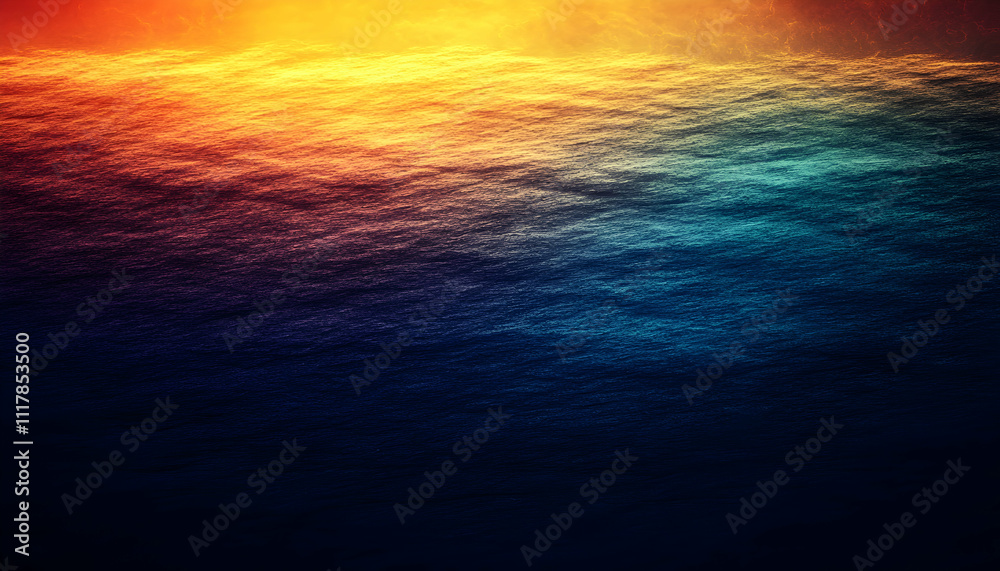 Obraz premium Vibrant sunset reflecting on the ocean surface, creating a stunning gradient of warm oranges and cool blues. A breathtaking view of nature's artistry.