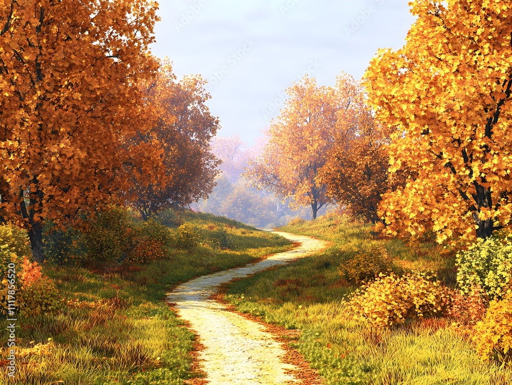 A serene autumn pathway surrounded by vibrant orange trees and lush greenery. A serene autumn pathway surrounded by vibrant orange trees and lush greenery.