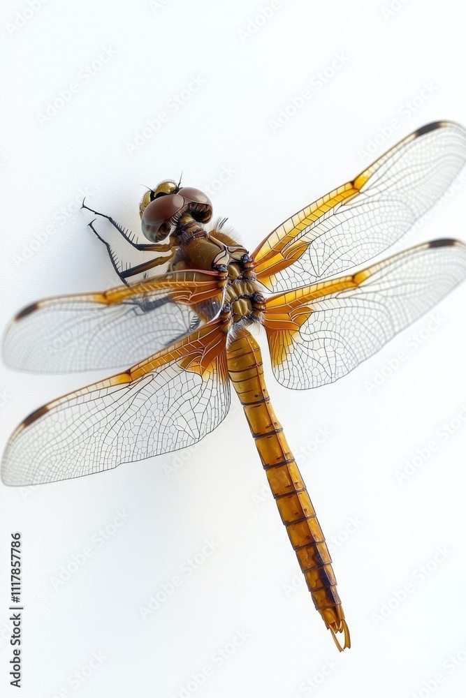 A close-up photo of a dragonfly perched on a white surface, showcasing its intricate details A close-up photo of a dragonfly perched on a white surface, showcasing its intricate details