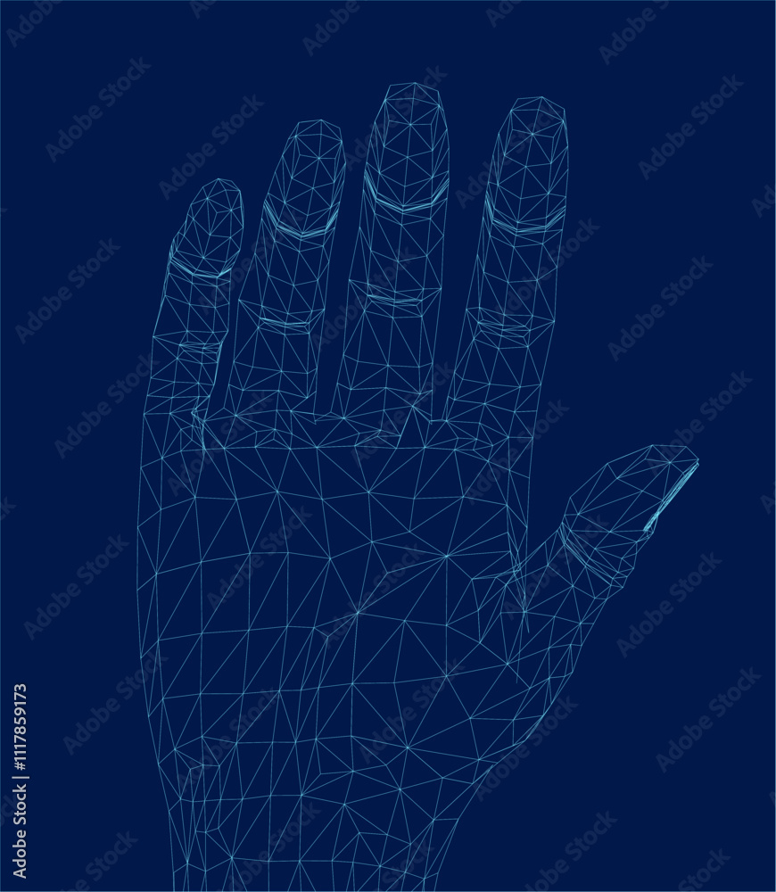 Fototapeta premium Abstract hand triangles mesh. Polygonal design.