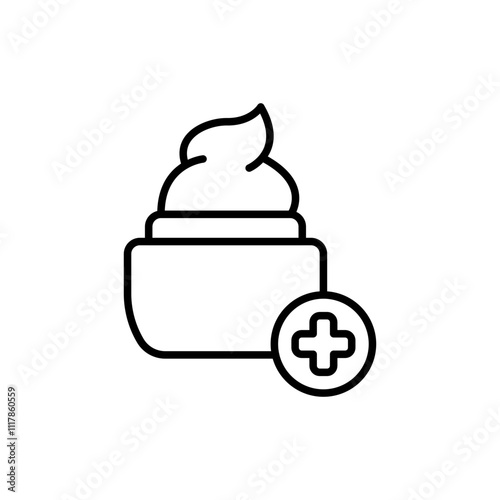 Medical lotion outline icons, minimalist vector illustration ,simple transparent graphic element .Isolated on white background