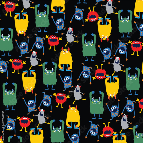 Monster all over pattern print vector art