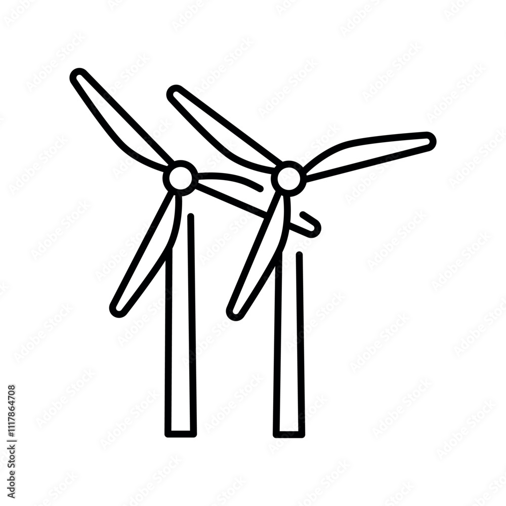 Wind energy black line icon. Wind energy black line icon.