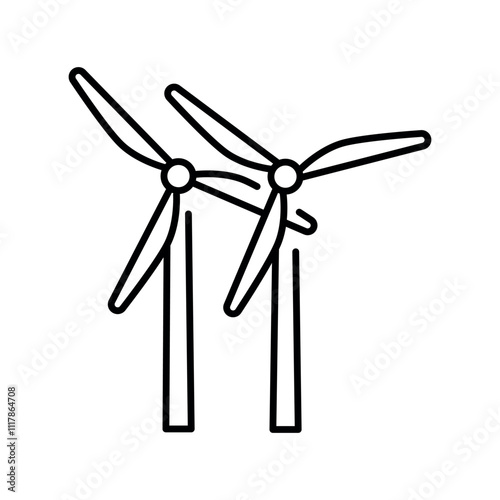 Wind energy black line icon.