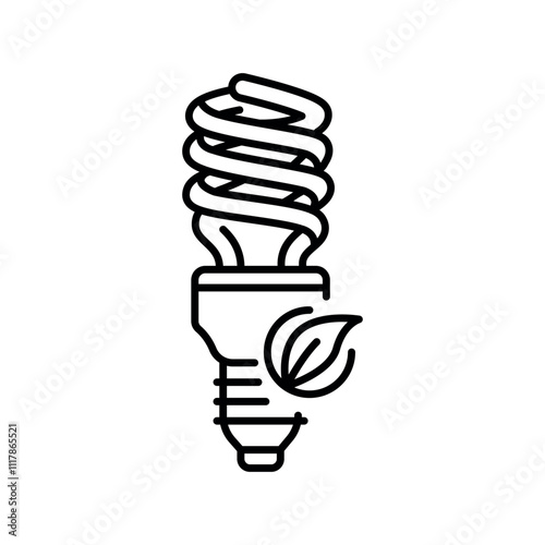 Energy-saving lamp black line icon.
