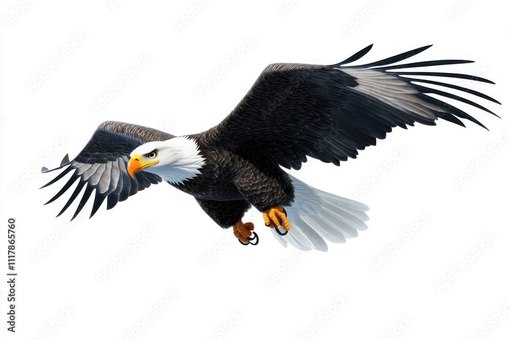Obraz premium A bald eagle soaring through the air