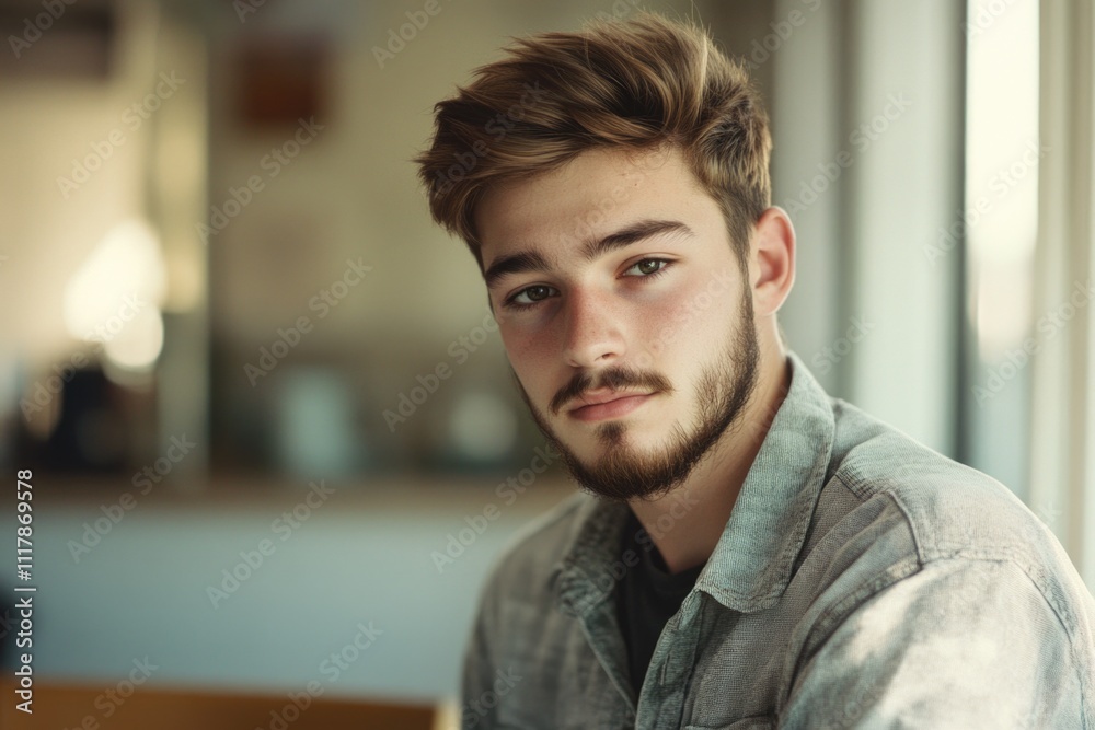 A person with a beard sits in front of a window, possibly contemplating or reading A person with a beard sits in front of a window, possibly contemplating or reading