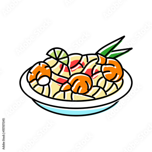 pad thai cuisine color icon vector. pad thai cuisine sign. isolated symbol illustration