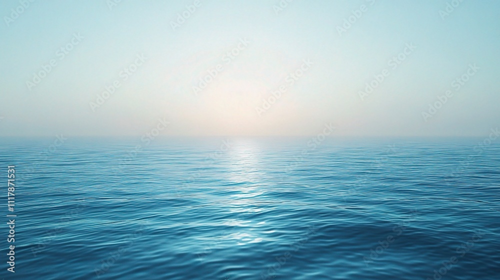 Fototapeta premium Calming Soft Blue Sky with Gentle Gradient Over Tranquil Water Surface