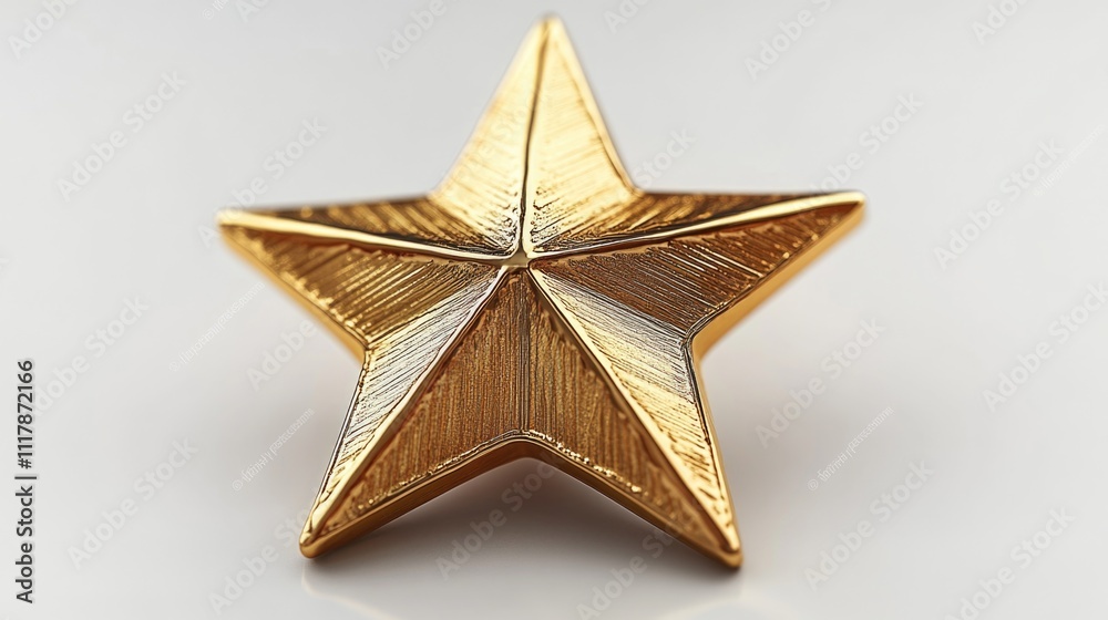 A close-up shot of a shiny gold star brooch on a white surface, ideal for use in jewelry or award-themed designs