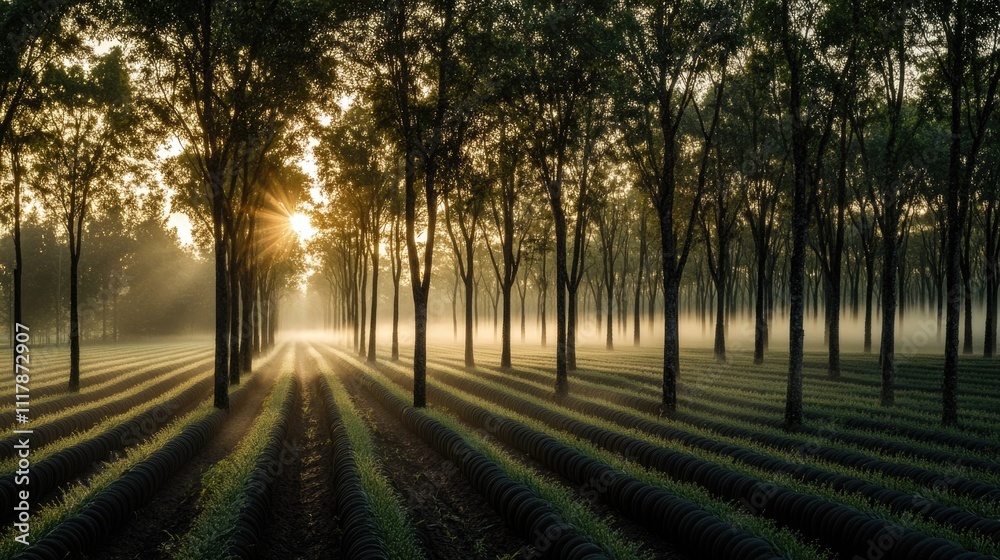 A bright sun shines through the leaves of a field, creating dappled patterns on the ground A bright sun shines through the leaves of a field, creating dappled patterns on the ground