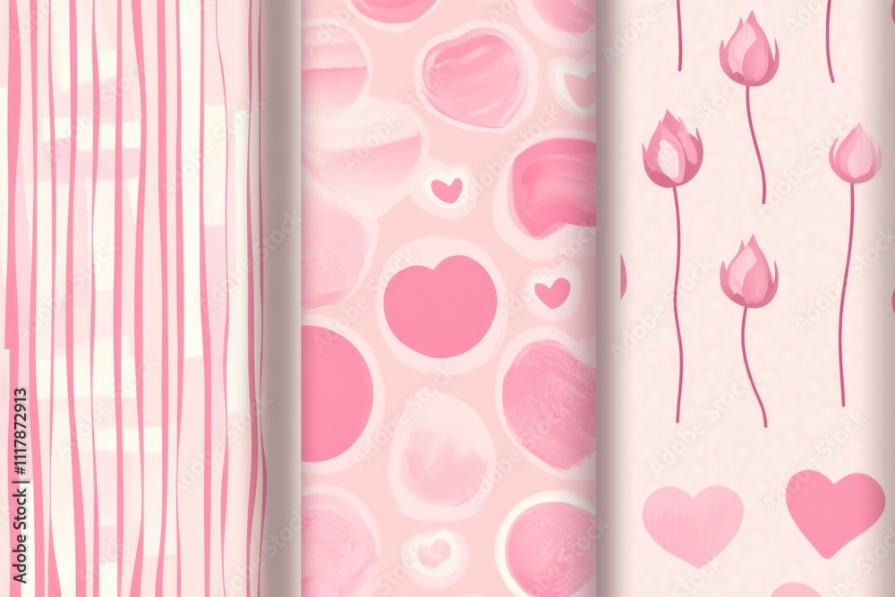 A collection of four unique designs featuring hearts and tulips A collection of four unique designs featuring hearts and tulips