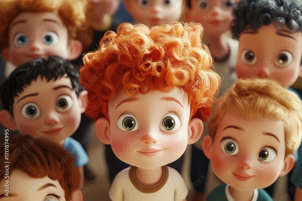 A close-up shot of a group of small toy dolls A close-up shot of a group of small toy dolls