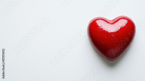 Vibrant red heart against a pristine white background, symbolizing love and emotion.