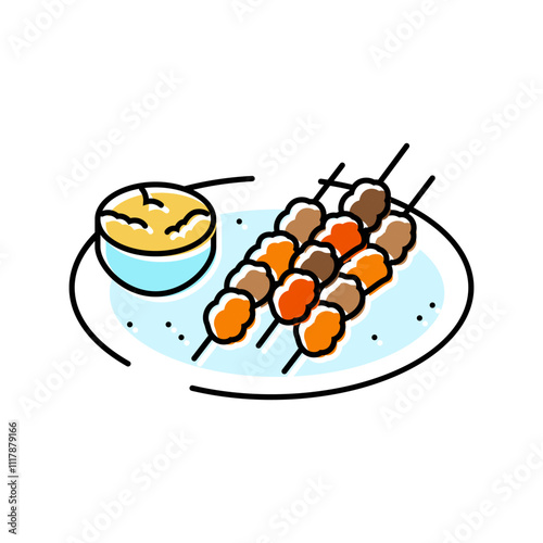 satay skewers thai cuisine color icon vector. satay skewers thai cuisine sign. isolated symbol illustration
