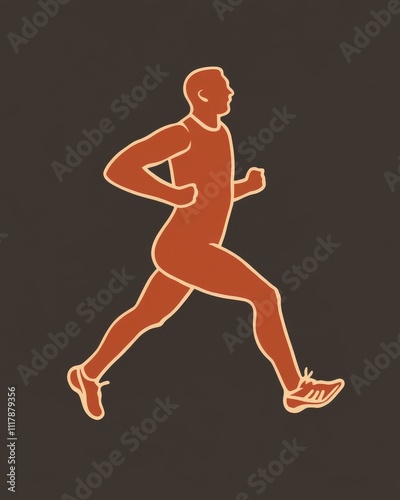 An athletic male runner in mid-stride, showcasing energy and determination against a dark background.