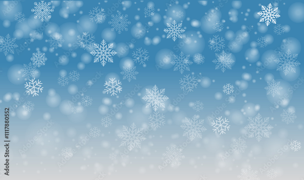 Snowfall And With Snowflake And Blue Background Snowfall And With Snowflake And Blue Background