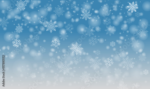 Snowfall And With Snowflake And Blue Background