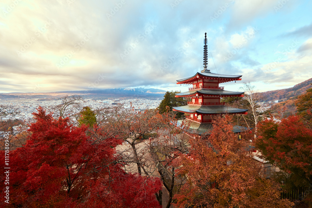 Chureito Pagoda in Autumn season,japan Chureito Pagoda in Autumn season,japan