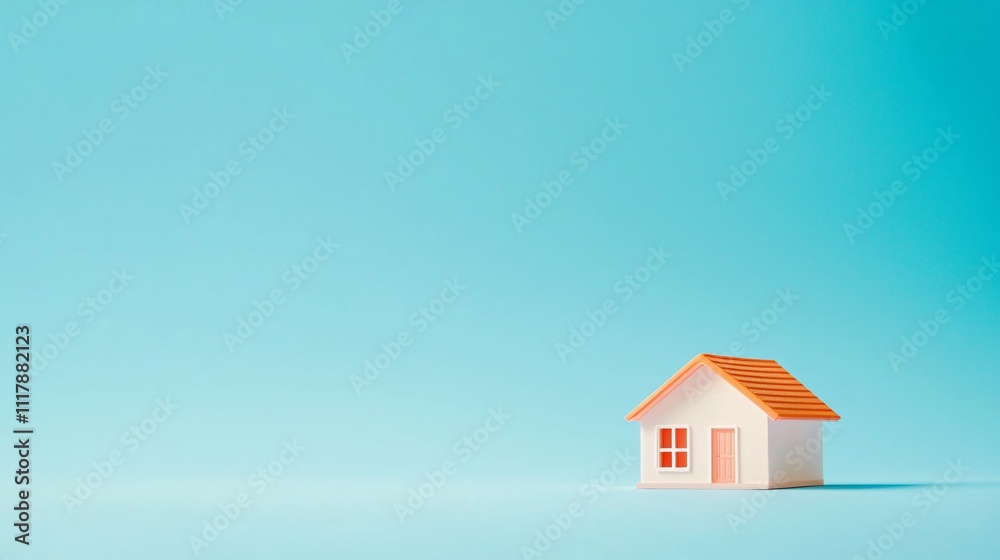 Miniature house on a blue background. Miniature house on a blue background.