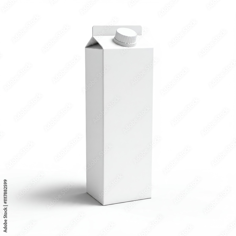 Plain white juice/milk carton isolated on white mockup Plain white juice/milk carton isolated on white mockup