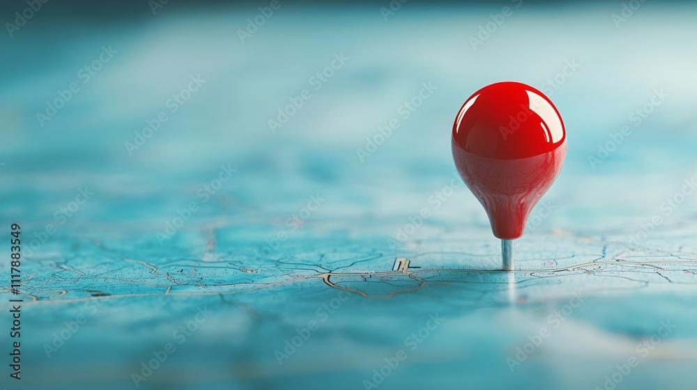 Red map pin on a blue geographical background. Red map pin on a blue geographical background.