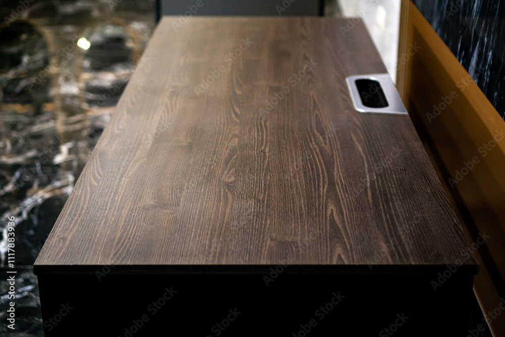 Empty rough wooden table top in the dark room Empty rough wooden table top in the dark room