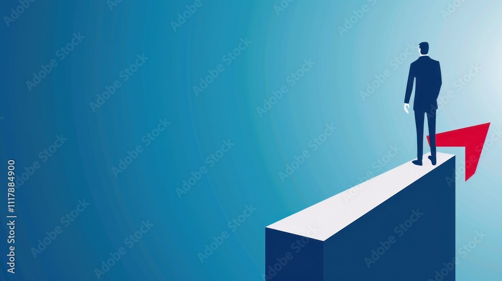 Businessman Standing on a Cliff Businessman Standing on a Cliff